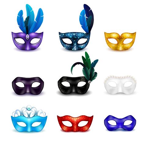 Masquerade Mask Realistic Icon Set 480723 Vector Art At Vecteezy