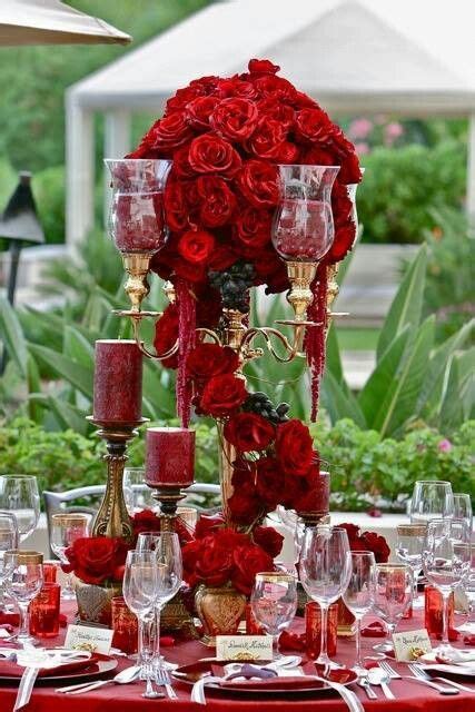 Look As Lovely As A Rose In A Red Quinceanera Theme Rose Centerpieces