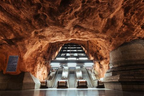 Empty Escalator Inside Cave Building Photo Free Stockholm Image On