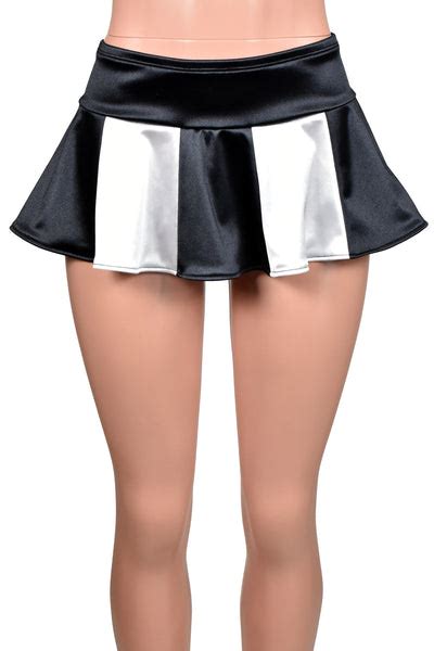 black and white stretch satin micro mini skirt plus size lingerie circle skirt deranged designs