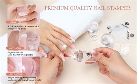 Amazon Saviland French Tip Nail Stamp 8PCS Clear Silicone Nail