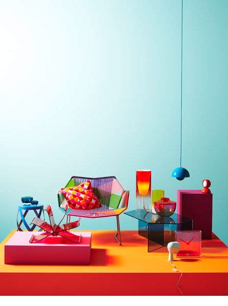 An Assortment Of Colorful Furniture And Accessories On A Brightly