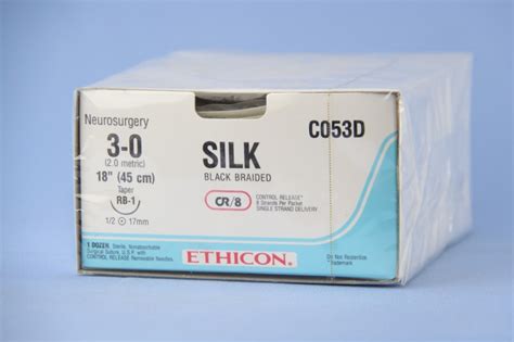 Ethicon Suture C053d 3 0 Silk Black 8 X 18 Rb 1 Taper Cr8 8