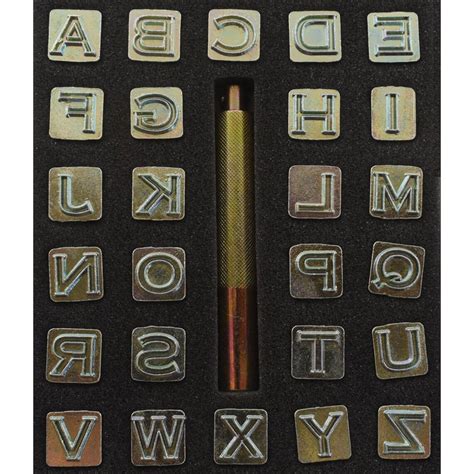 Alphabet Leather Stamp Set Block Outline Font 12 Etsy