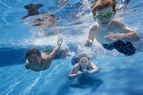 Three Children Swimming Underwater Stock Image F0108112 Science