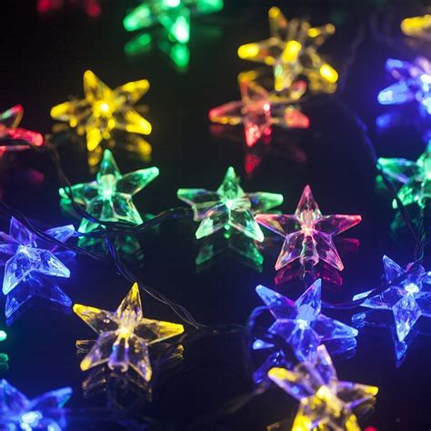5m 20 Led Solar Powered Five Pointed Star String Lights Outdoor Garden