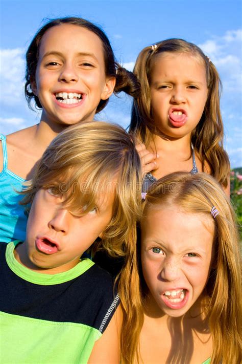 Four Young Kids Making Funny Faces Royalty Free Stock Photo Image