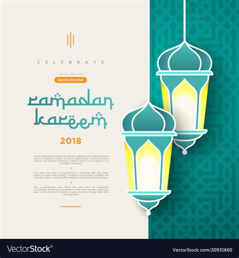 Ramadan Kareem Concept Banner With Islamic Vector Image