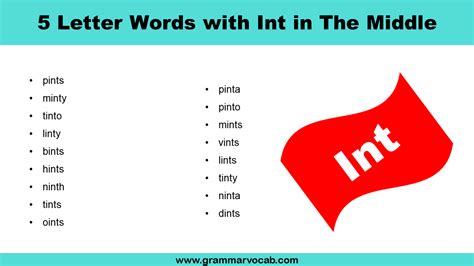 5 Letter Words With Int In The Middle Grammarvocab