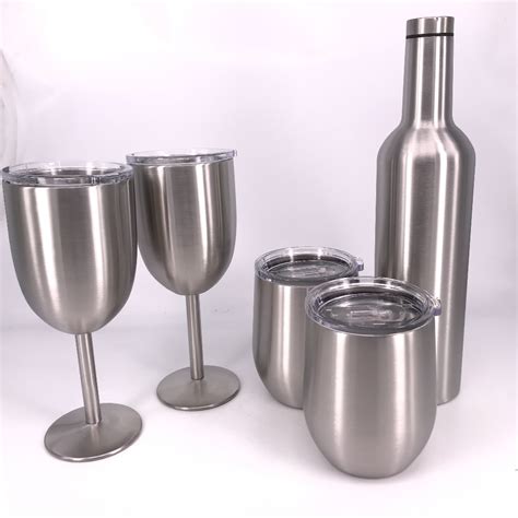 Double Wall Stainless Steel Wine Glasses With Lidchampagne Wine