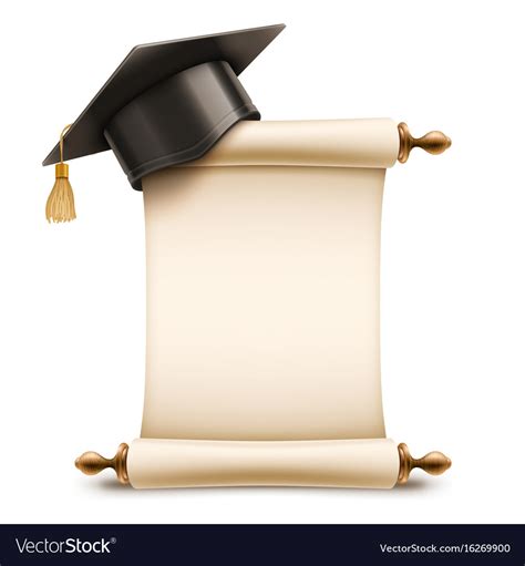 Graduation Cap On Diploma Scroll Royalty Free Vector Image