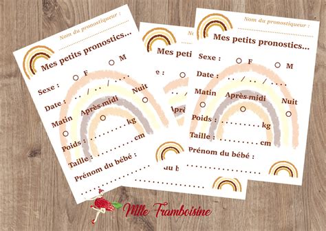 Cartes Jeu Des Pronostics B B Animation Baby Shower Arc En Ciel