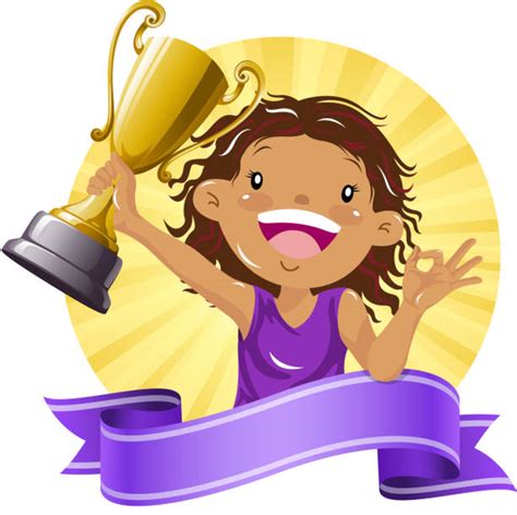 Royalty Free Girl Holding Trophy Clip Art Vector Images