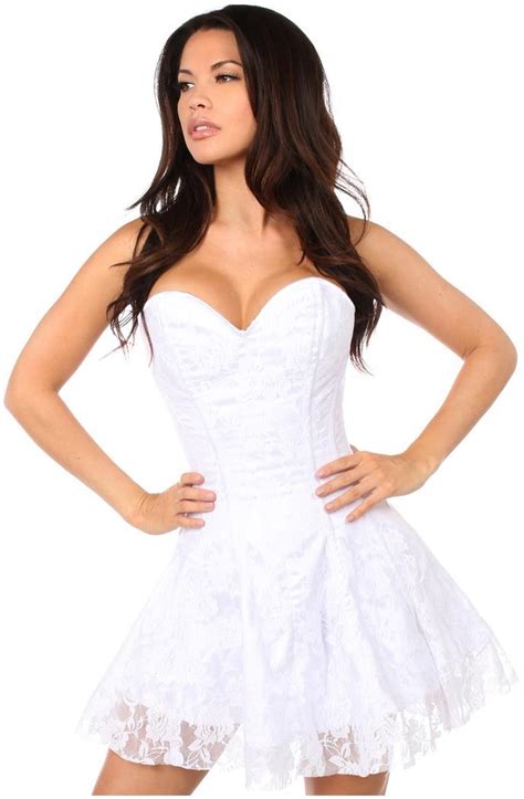 Lavish White Lace Corset Dress Spicylegs Com