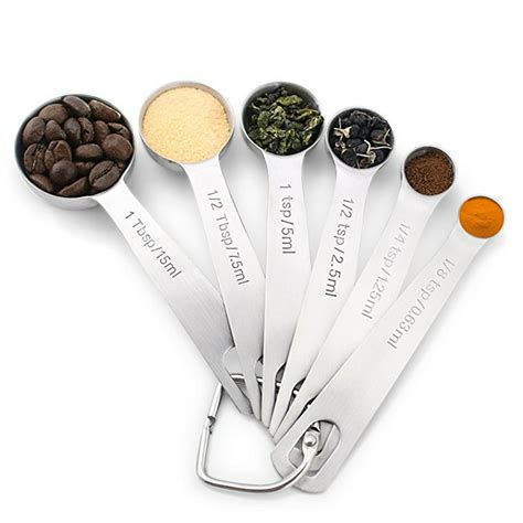 188 Stainless Steel Measuring Spoons Set Of 6 For Measuring Dry And