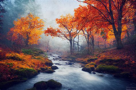 Download Autumn Stream Forest Royalty Free Stock Illustration Image