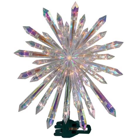 14 Clear Lighted Iridescent Icicle Christmas Tree Topper Clear