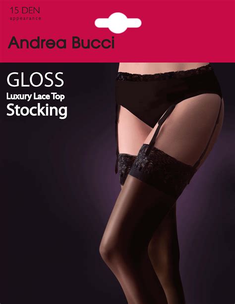 andrea bucci luxury sheer gloss lace top stockings 15 denier 1 pair belt requied ebay