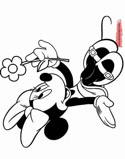 Minnie Coloring Mouse Pages Holding Flower Disney