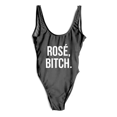 Rose Bitch Woman Letter Swimsuit 2017 Sexy One Piece Swimwear Printing Bathing Suit Tirkini Red