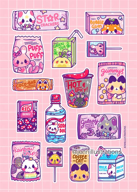 Oc Snacks Sticker Sheet Sold By Jenni Kawaii Stickers Sticker