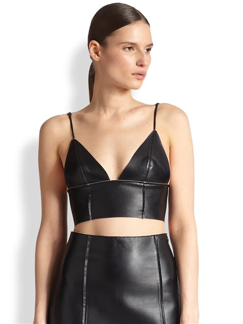 Lyst T By Alexander Wang Leather Bralette Top In Black