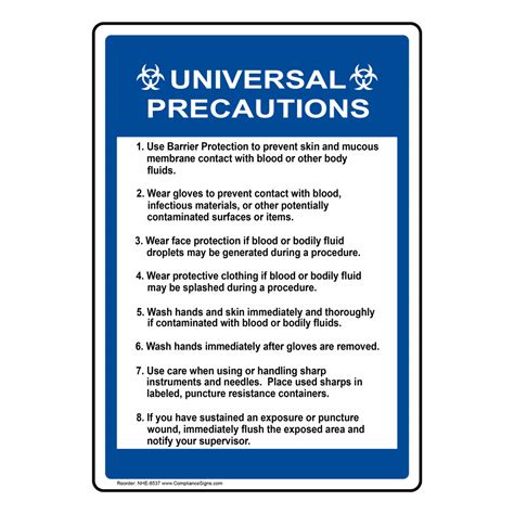Universal Precautions Sign Nhe 8537 Medical Facility