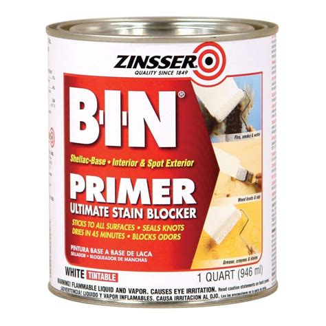 Zinsser 1 Qt White B I N Shellac Based Interior Primer And Sealer