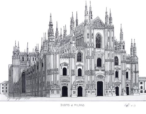 Pen And Pencil Drawing Of The Famous Duomo Di Milano Milan Italy