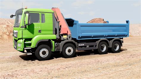 Beamng Drive 8x4 Man Tgs Dump Truck Transporting A Big Rock The Long