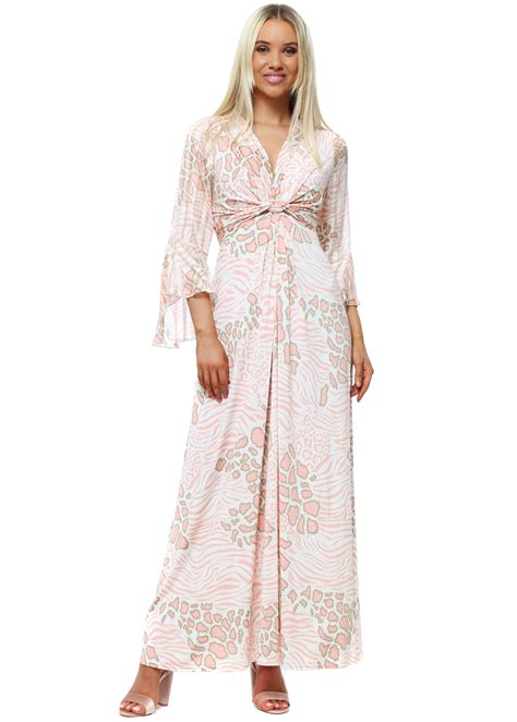 Up to 50% off at matchesfashion. Pink Animal Print Slinky Maxi Dress | Designer Desirables