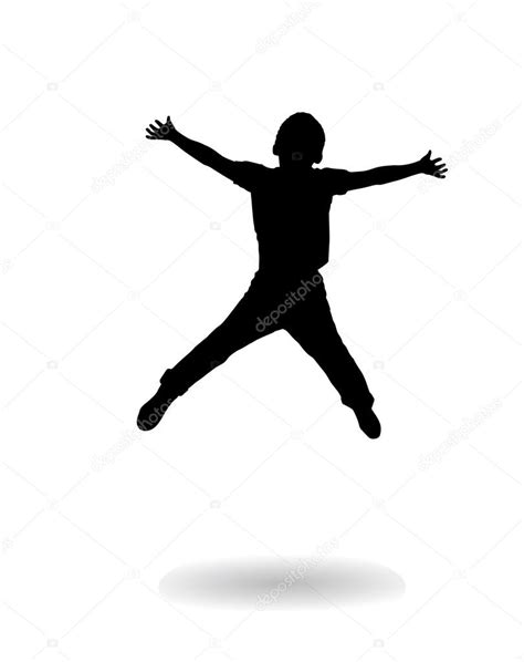 Kids Jumping Silhouettes Of Boy Children Party Kids Camp Sport