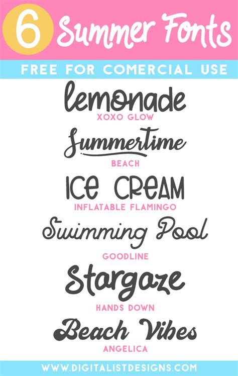 6 Free For Commercial Use Summer Fonts Digitalistdesigns In 2021