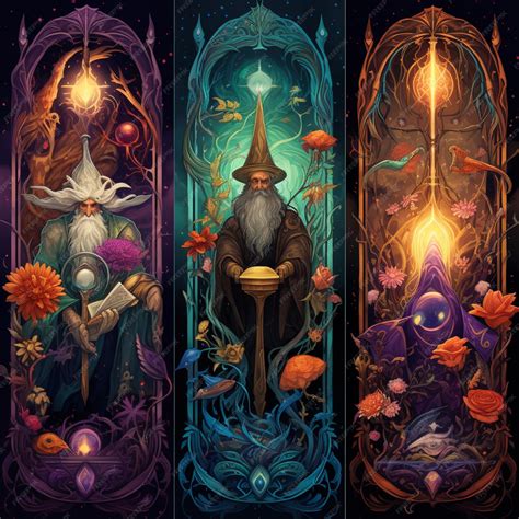 Premium Ai Image Three Different Illustrations Of A Wizard And A