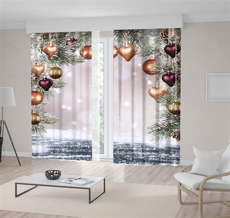 Christmas Printed Curtain Drapes For Living Room Dining Room Etsy