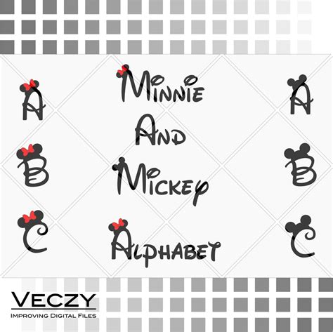 Mickey And Minnie Mouse Font Walt Disney Font Alphabet Svg Files Disney Font Walt Disney