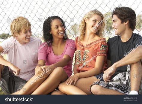 Group Teenagers Sitting Playground Stock Photo 45016510 Shutterstock