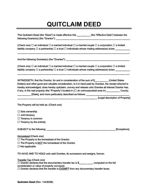 Free Quitclaim Deed Form Printable PDF Word