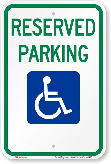 Reserved Parking For Ada Handicapped Sign Sku K 1433