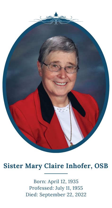 In Memoriam Sister Mary Claire Inhofer Osb St Paul Monastery
