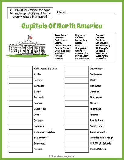 They can test their american geography with the continental united states map test. Free Capitals Of North America Geography Worksheet ...
