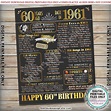 60th Birthday Poster Board, Born in the Year 1961 Flashback 60 Years ...