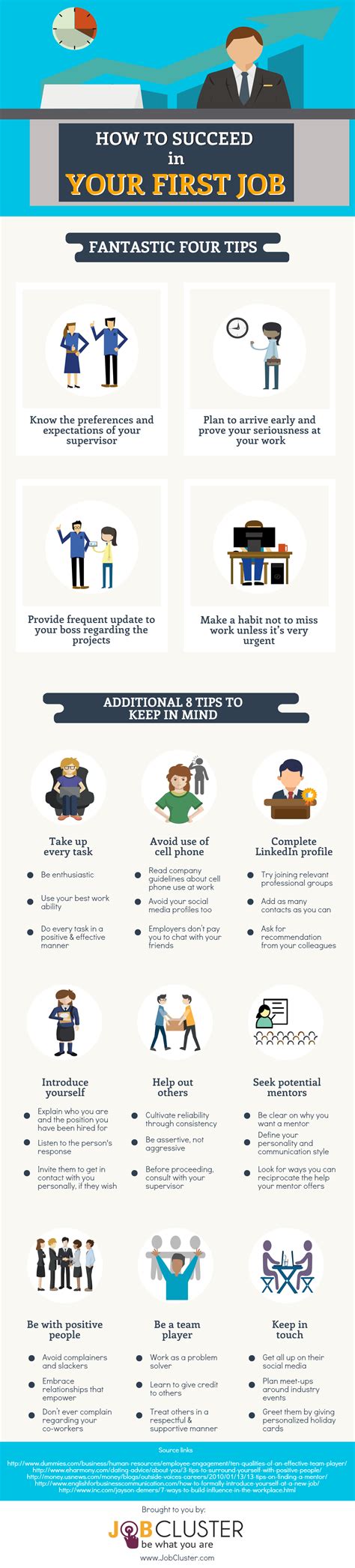 14 Tips For Your First Job Infographic