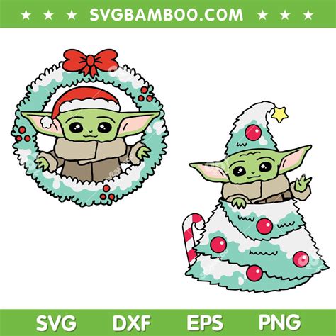 Baby Yoda Xmas Wreath Svg Star Wars Yoda Christmas