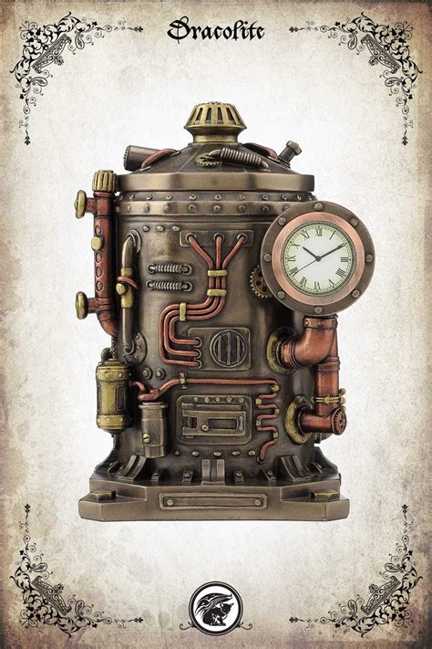 Horloge Avec Contenant Mystérieux Figurine Steampunk Boutique Medievale