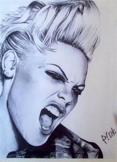 Hand Drawing Of Pnk Pink Drawing Pink Singer Celebrity Drawings