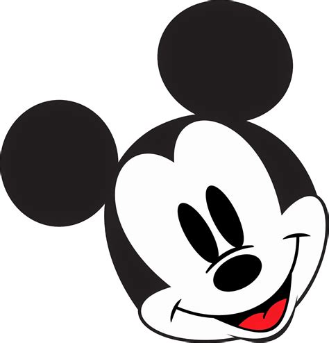 A Mickey Mouse Face With Black And White Ears Red Eyes And Nose Smiles