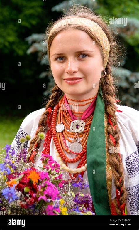 Woman In Traditional Dress In Kiev Ukraine Stock Photo Alamy