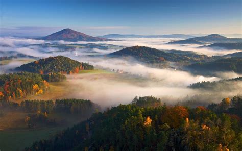 Nature Landscape Mist Sunrise Fall Mountain Forest