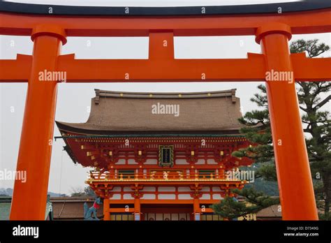 Torii Gate At The Entrance Of Fushimi Inari Shrine Kyoto Japan Stock